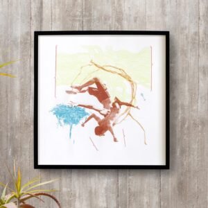 Est?dio El?stico, a serigrafia traz a imagem em cor marrom de um homem em um salto rodando no ar, tenta se desdobrar para conseguir alcan?ar v?rias coisas ao mesmo tempo. A dist?ncia nos faz acreditar que ser? muito dif?cil conseguir pegar uma chave em estilo g?tico que cai. Artista Rog?rio Maciel Est?dio El?stico, a serigrafia traz a imagem em cor marrom de um homem em um salto rodando no ar, tenta se desdobrar para conseguir alcan?ar v?rias coisas ao mesmo tempo. A dist?ncia nos faz acreditar que ser? muito dif?cil ele conseguir pegar uma chave em estilo g?tico que cai. Artista, Rog?rio Maciel.