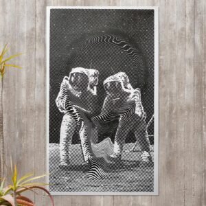 Est?dio El?stico, serigrafia de Imagem preto e branco, conceitual de dois astronautas exploradores, baseada em fic??o cient?fica e a explora??o de vidas em outros planetas. Artista Rog?rio Maciel