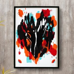 Est?dio El?stico, serigrafia a partir de uma pintura sobre o amor que une as pessoas, traz a palavra VOC? criativamente escrita com elementos de desenho formando um cora??o muito grande rodeado de pinceladas coloridas. Artista Ana Helena Tokutake.